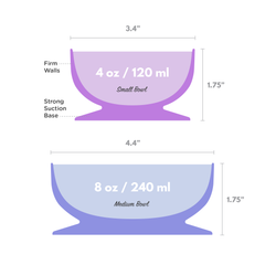 Silicone Suction Bowls sizing diagram