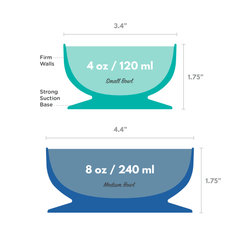 IncrediBowls with Super Grip | 100% Silicone | Medium + Small | 2 CT | Navy & Aqua
