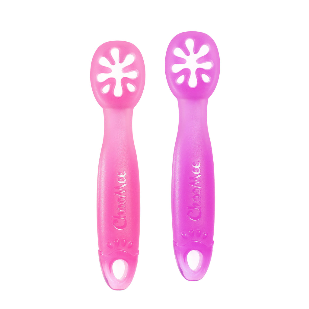 FlexiDip Silicone Baby Starter Spoon, 2 CT, Pink Purple