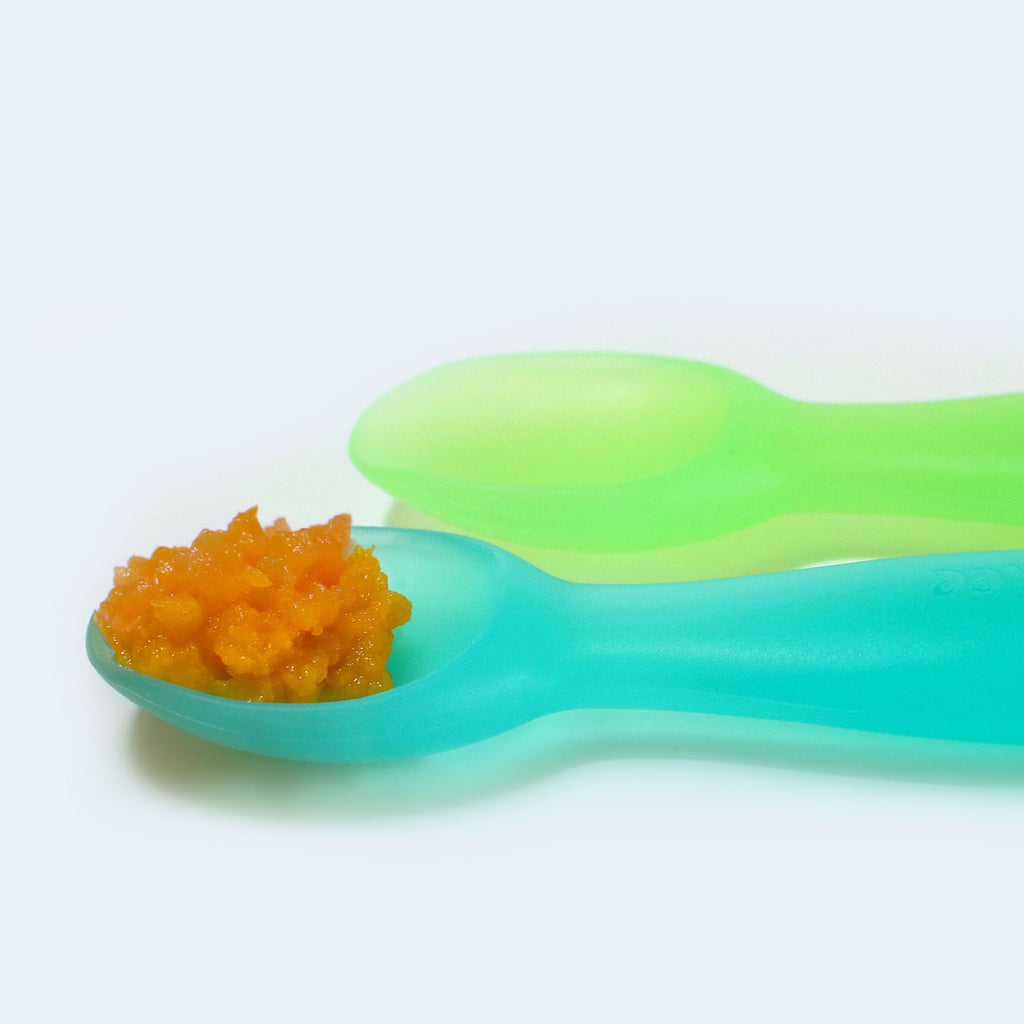 FlexiDip Silicone Baby Starter Spoon, 2 CT, Aqua Green