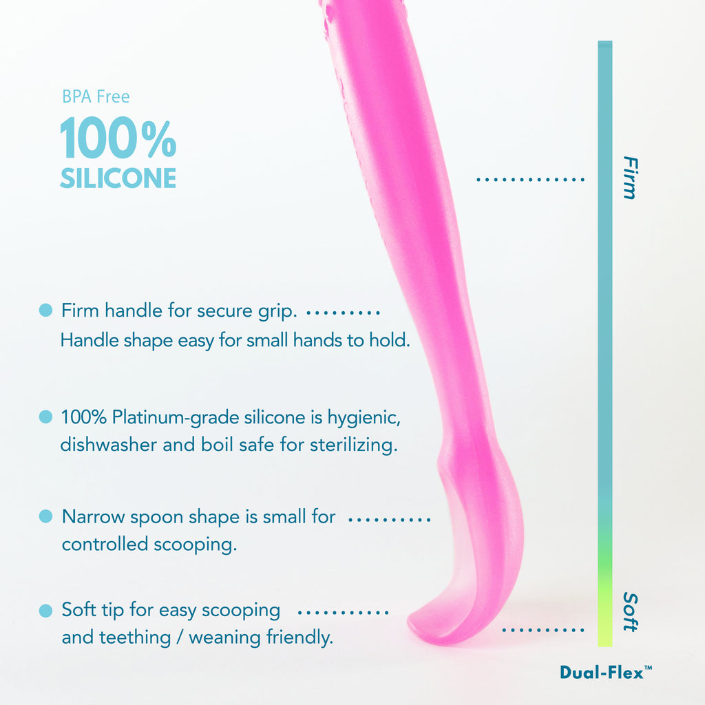 FlexiDip Silicone Baby Starter Spoon, 2 CT, Pink Purple