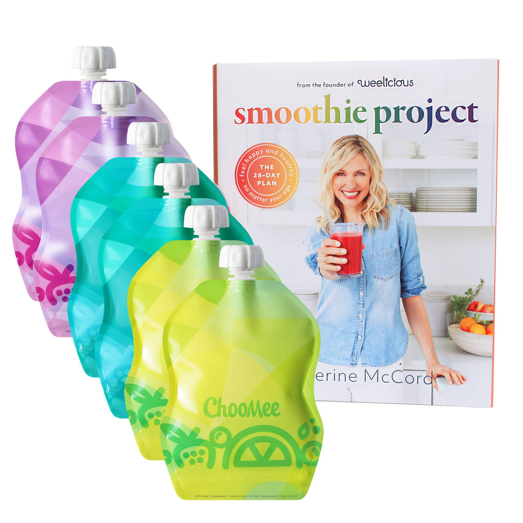 Smoothie Project by Weelicious + SnakPack Reusable Pouches | 6 CT, 8oz | TropiColor Designs